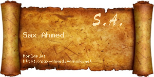 Sax Ahmed névjegykártya